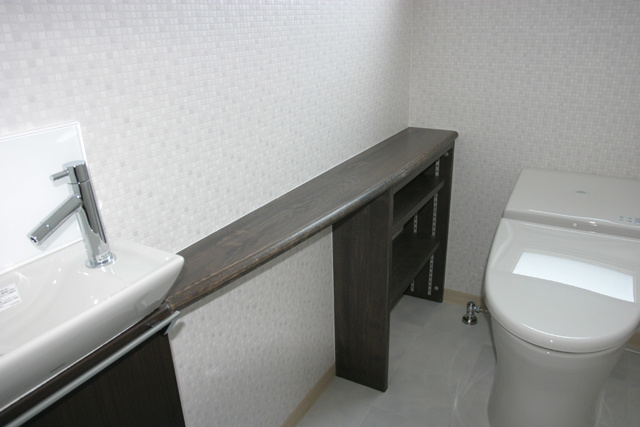 トイレ： 幅広、カウンター、手洗い完備