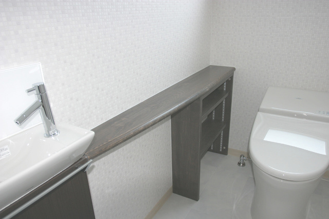 トイレ： 幅広、カウンター、手洗い完備